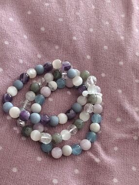 Multi-Color Beaded Stretch Bracelet - Pastel Gem Tones